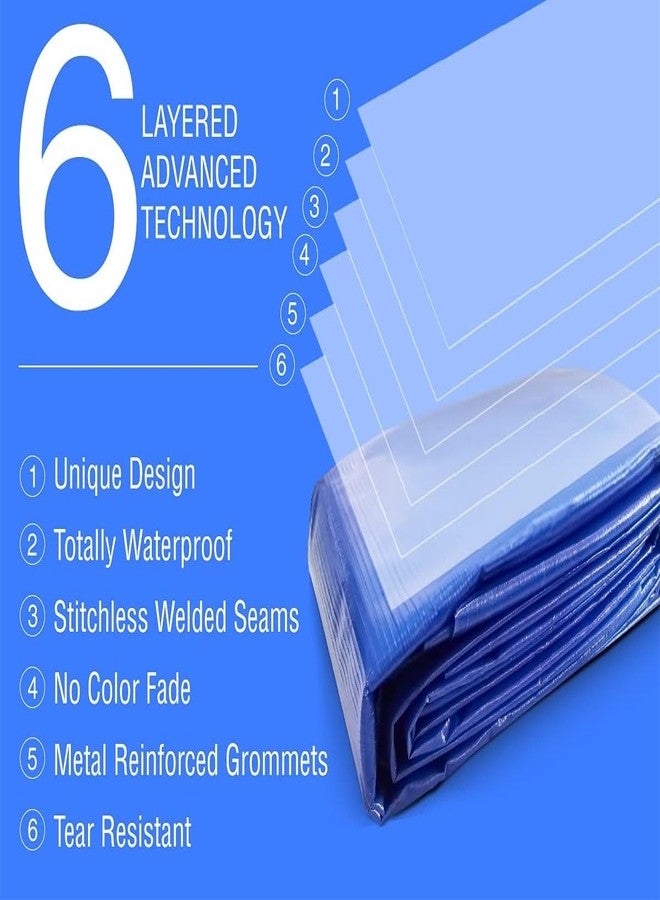 USTAD Waterproof Tarpaulin Sheet 9 x 6 Ft | 120 GSM Blue UV Resistant Tirpal/Tadpatri | Heavy Duty, Tear-Proof, Reusable Cover with Eyelets for Roof, Outdoor, Camping & Vehicle Use - Image 3